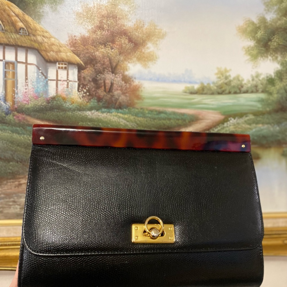 Jennifer Moore Black and Tortoiseshell Clutch